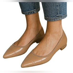 NEW* Rebecca Allen *The Skim Balet Flat Shors-Size:7~ in Nude patent leather